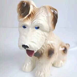 Vintage Blue Eye Jack Russell Terrier Porcelain Ceramic Dog Puppy Japan Figurine